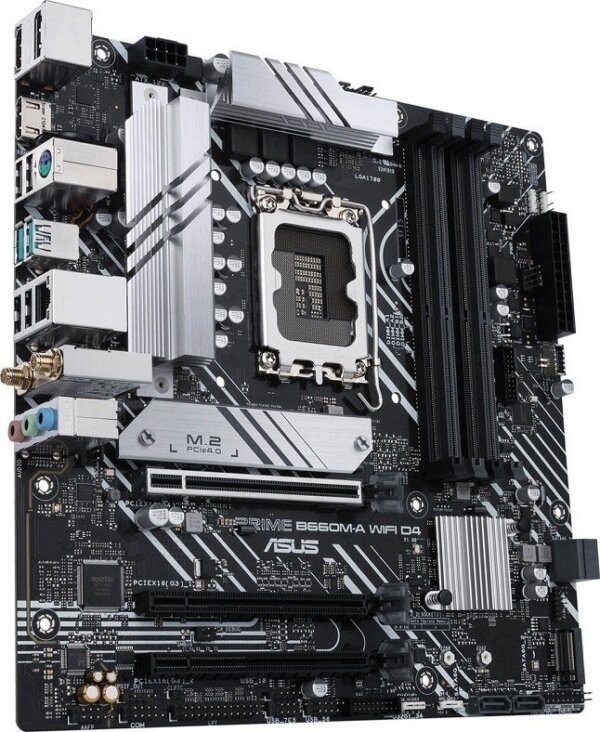 Asus Prime B660M-A Wifi D4 M-ATX Motherboard, LGA 1700 Socket 12th Gen, DDR4 Support, 1Gb Ethernet, PCIe 4.0, M.2 Slots, Intel Wi-Fi 6, DP / HDMI / USB 3.2, Aura Sync | 90MB1AE0-M0EAY0 - Image 5