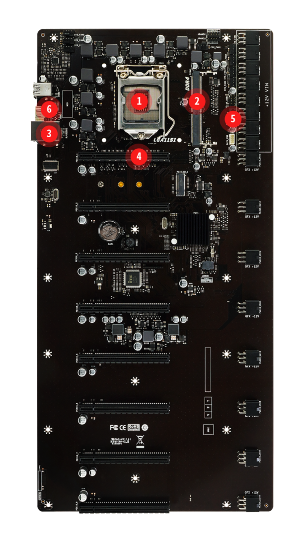 Biostar TB360-BTC D+ (Intel 8th and 9th Gen), LGA1151 SODIMM DDR4 8, GPU Support GPU Mining Motherboard | TB360-BTC D+ - Image 5