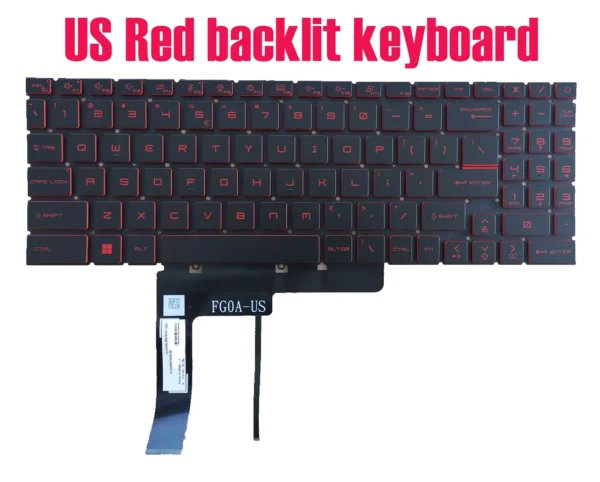 US Red backlit keyboard for MSI Bravo 15 B5ED(MS-158M)/Bravo 15 B5DD(MS-158K)