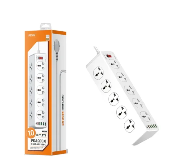 LDNIO 10 POWER SHOCKET (5 USB & 1 USB-C) PORTS SC10610