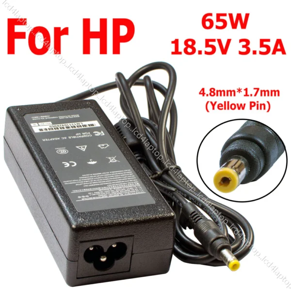 HP 65W 18.5V 3.5A Yellow Tip/Pin 4.8*1.7mm Laptop AC Adapter Battery Charger Power Adapter