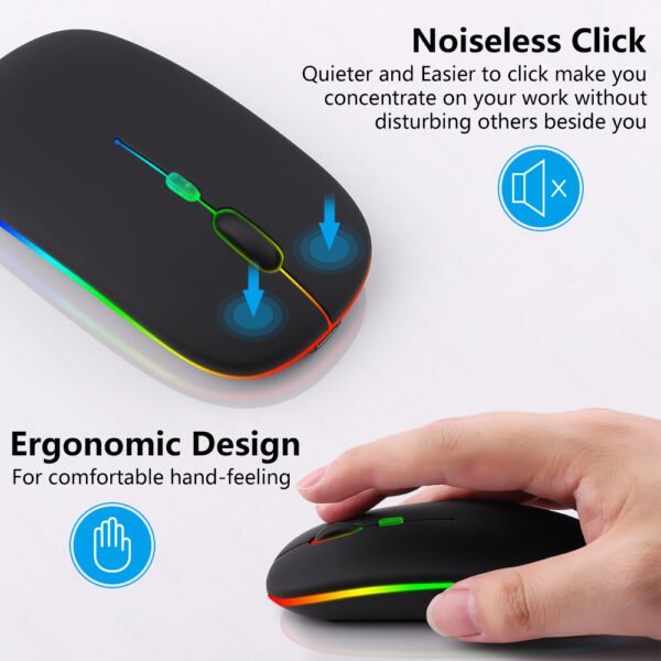 TURBOGEAR TB60 2.4G + BLUETOOTH 5.1 Wireless and RECHARGEABLE MOUSE - Image 2