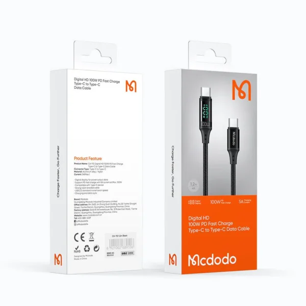 Mcdodo Digital HD Type-c to Type-c 100W Data Cable 1.2Meter