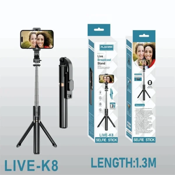 PLOKAMA Live-K8 Selfie Stick Wireless Tripod
