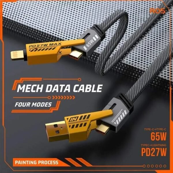 Flat Wire 2 To 2 Fast Charging Data Cable - 65W