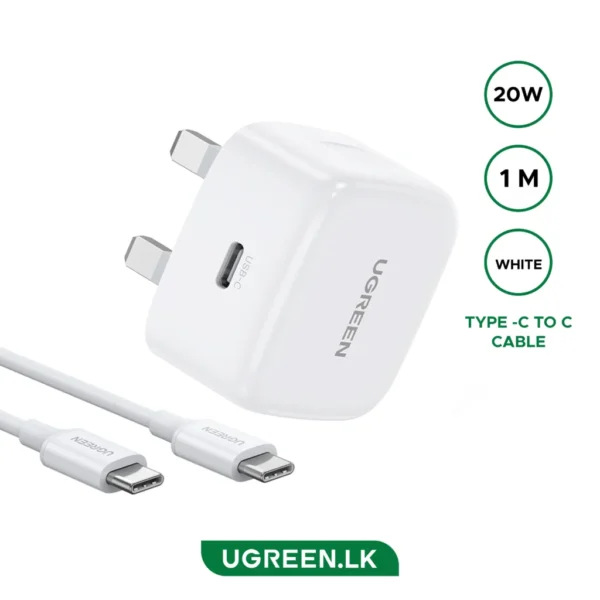 UGREEN 20W Type-C Fast Charger Set With Type-C to Type-C 1 Meter Cable – CD137 – 45438